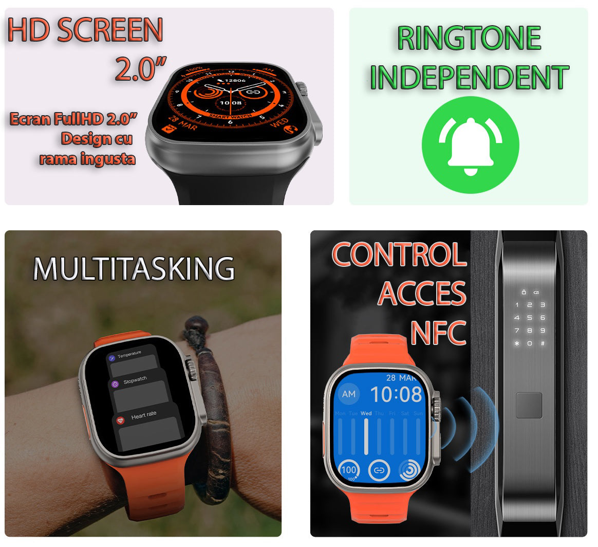 Ceas Smartwatch 8 Ultra Watch apel Bluetooth — Utilitate Smart Zi de Zi