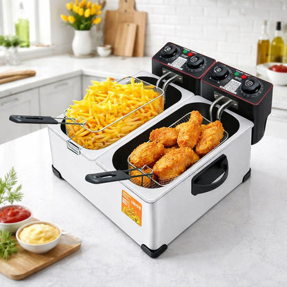 Friteuza dubla RAF R.5223 2x3L 4000W inox — Mai Mult Confort în Bucătărie
