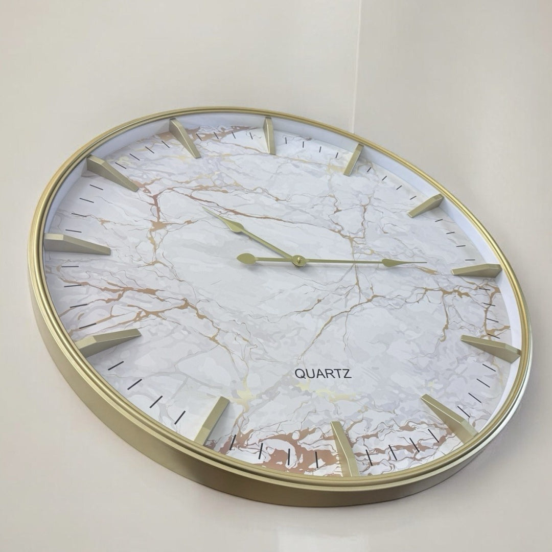 Ceas de perete premium cu design marmorat – 75 cm — Confort Practic Pentru Casa Ta