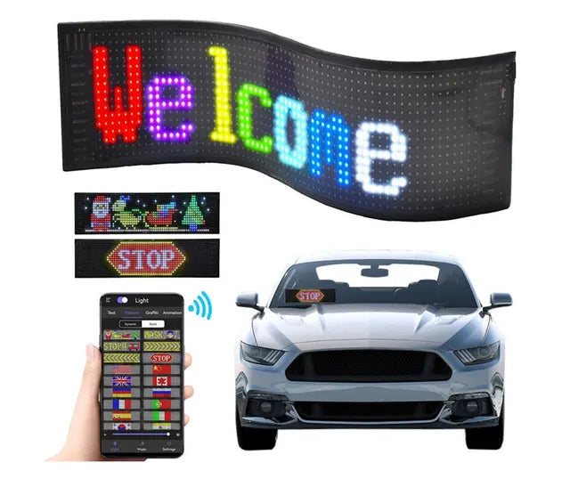 Panou LED auto afisaj cu led flexibil RGB programabil prin — Confort și Siguranță la Drum