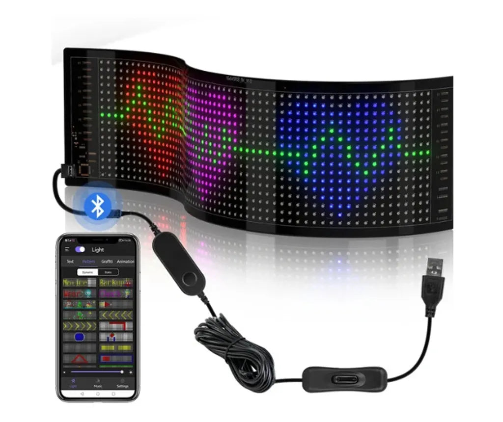 Panou LED auto afisaj cu led flexibil RGB programabil prin — Confort și Siguranță la Drum