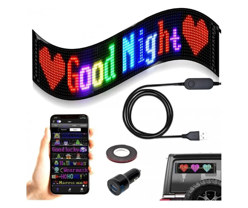 Panou LED auto afisaj cu led flexibil RGB programabil prin — Confort și Siguranță la Drum