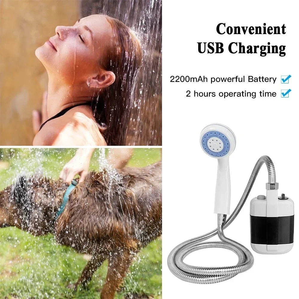 Dus portabil de camping cu robinet incorporat USB pentru interior/exterior — Mai Mult Confort