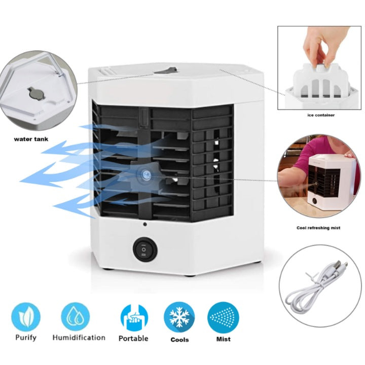 Mini Racitor de Aer cu Gheata Portabil, Umidificare si Racorire Rapida USB, M-104
