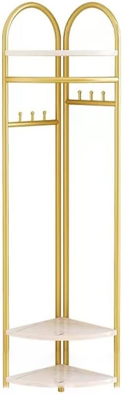 Cuier de Colț Premium Auriu cu Rafturi și Cârlige pentru Haine, 170 cm, A-181-9