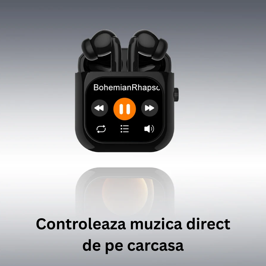 Casti Wireless Bluetooth cu Control Touch si Ecran LCD 2.01 — Utilitate Smart Zi de Zi