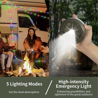 Lumina de Camping cu Lanterna si Banda LED 20M, Alb Cald si Alb Rece, M-111