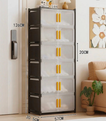 Dulap Pliabil de Depozitare cu 7 Randuri, Plastic, 126x57x30.5 cm, A-182-3
