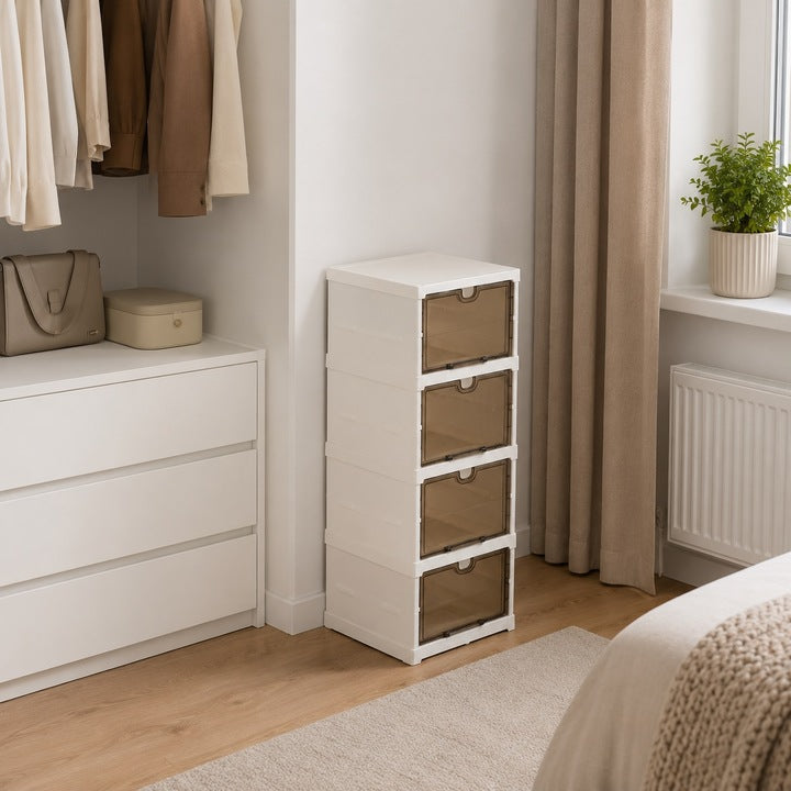 Organizator de Pantofi Pliabil cu Usi Transparente, 4 Niveluri, A-154-5