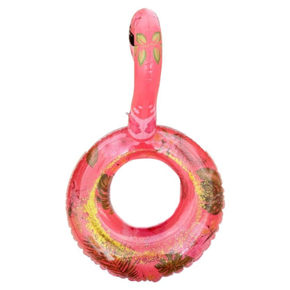 Colac de Înot Flamingo Auriu, 70-90 cm, cu Sclipici, pentru Copii și Adulți