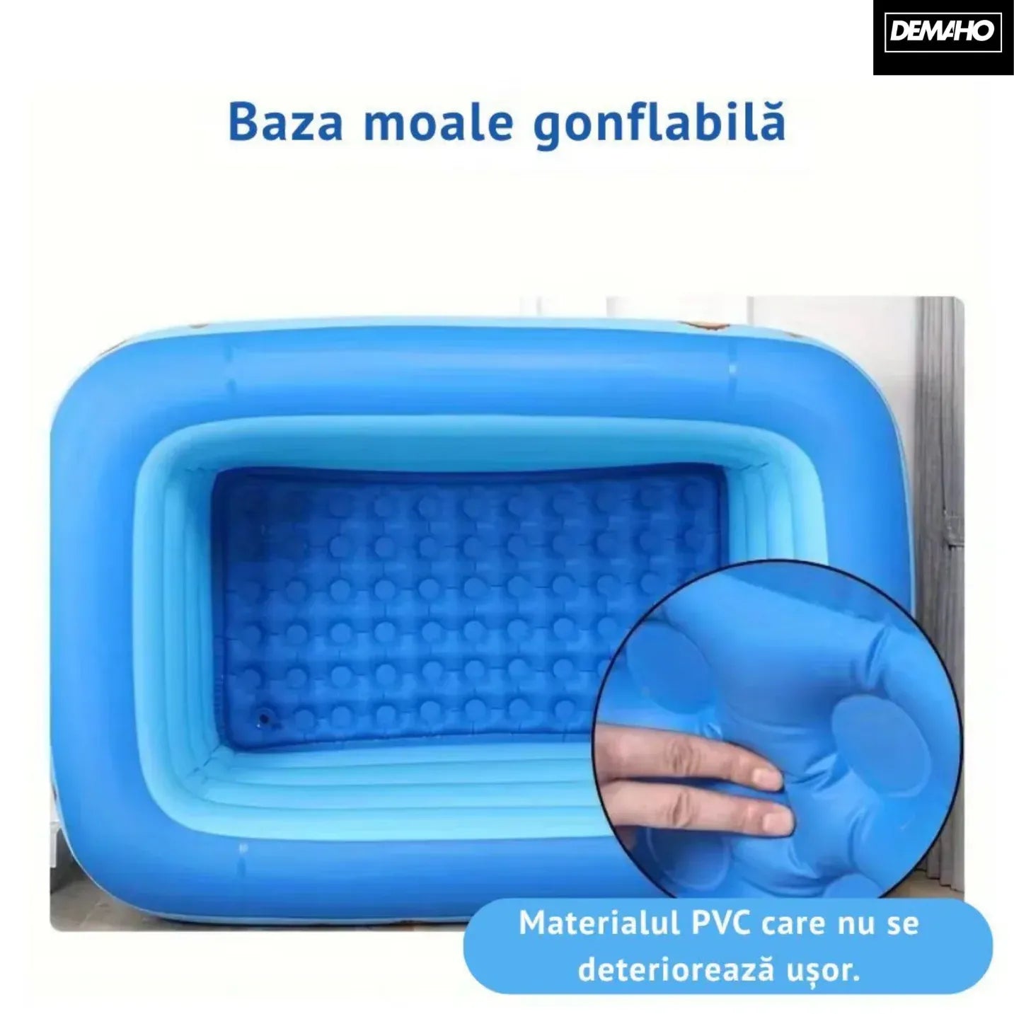 Piscină Gonflabilă cu 3 Inele, 1.8 m, Dreptunghiulară, pentru Familie și Grădină