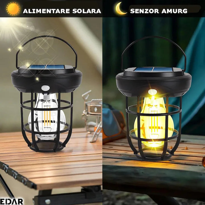 Felinar Solar de Exterior cu LED, Iluminare Decorativa pentru Gradina si Terasa, M-108