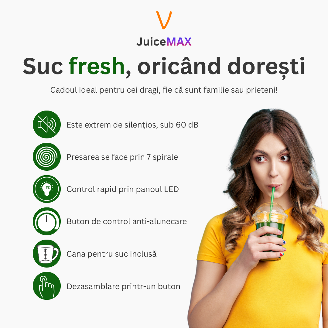 Multifunctional JuiceMAX cu Presare la Rece – Motor DC 150W — Mai Mult Confort în Bucătărie
