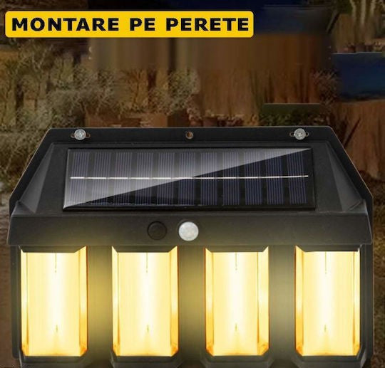 Lampa Solara de Gard cu 4 Becuri LED, Iluminare Exterior fara Cabluri, M-110