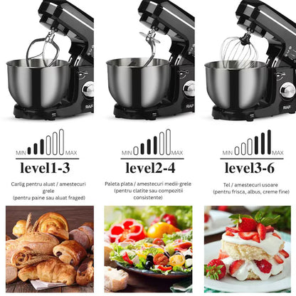 Mixer cu Bol 3-in-1, 1300W, 4.5L, cu Accesorii pentru Aluat, M-144