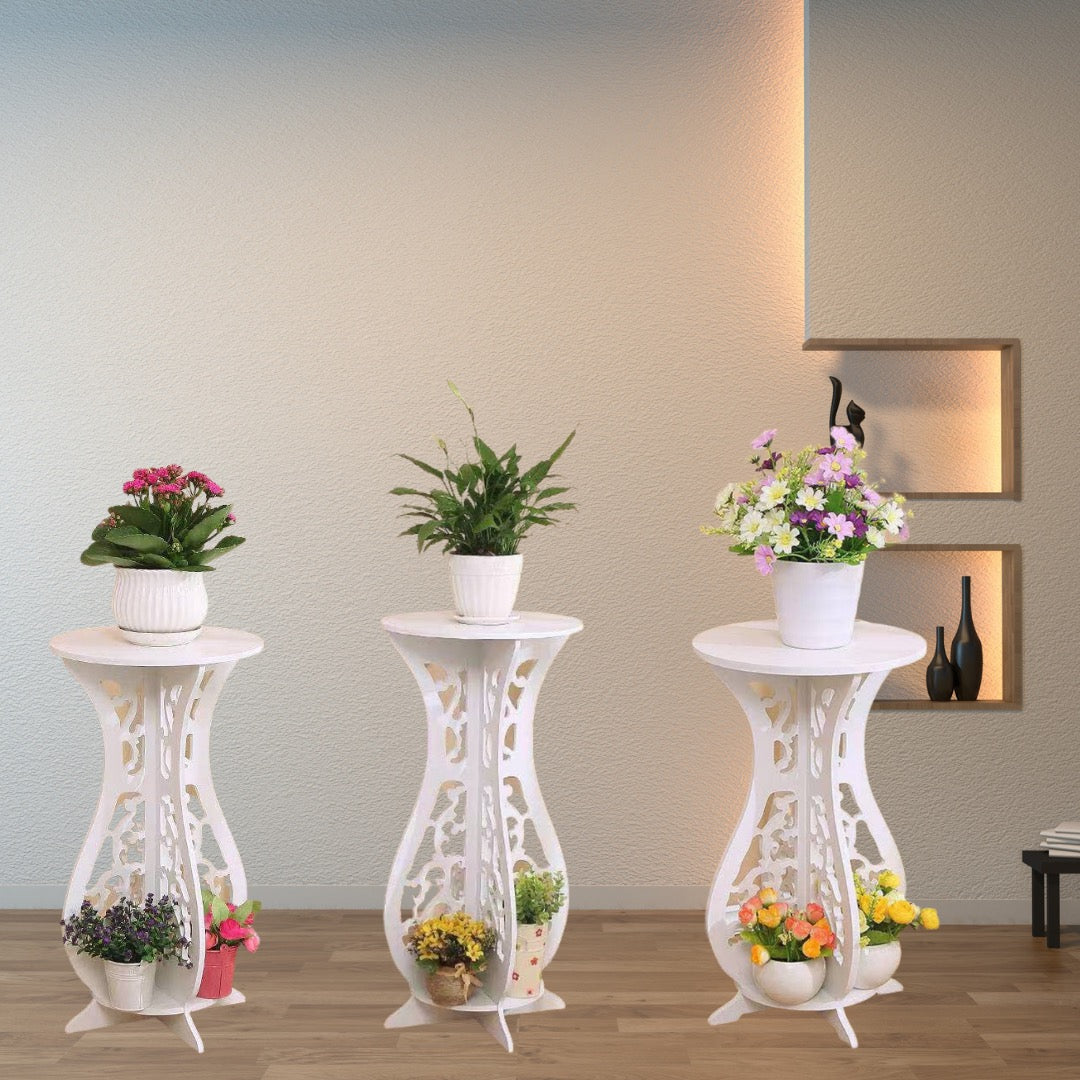 Set 3 masute decorative pentru ghivece de flori din PVC — Confort Practic Pentru Casa Ta