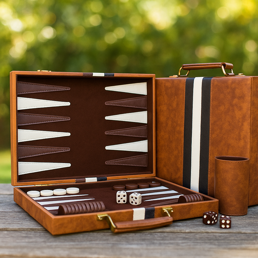 Set de Table Backgammon din piele 40 cm — Mai Mult Confort Oriunde