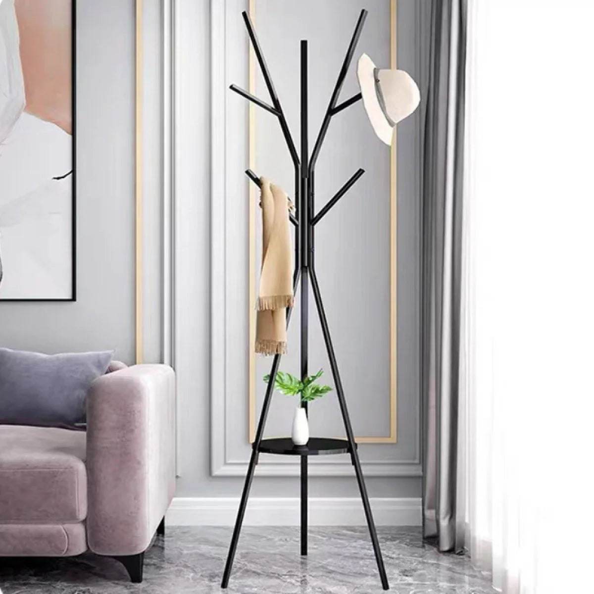 Cuier haine cu suport din lemn pentru accesorii 180 x — Confort Practic Pentru Casa Ta