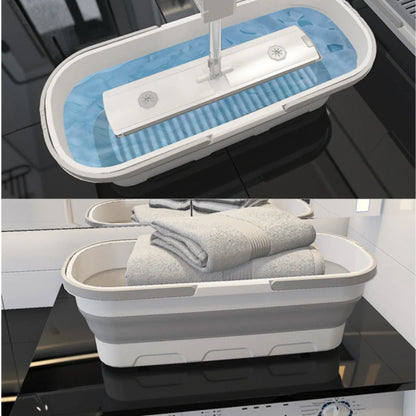 Set mop rotativ cu 2 lavete microfibra si lighean pliabil — Confort Practic Pentru Casa Ta