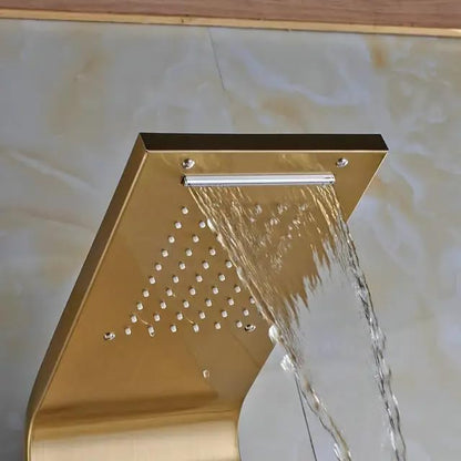 Panou dus hidromasaj inox auriu/argintiu 5 functii — Confort Practic Pentru Casa Ta