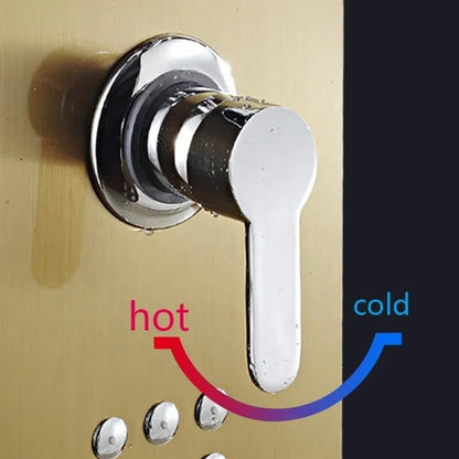 Panou dus hidromasaj inox auriu/argintiu 5 functii — Confort Practic Pentru Casa Ta