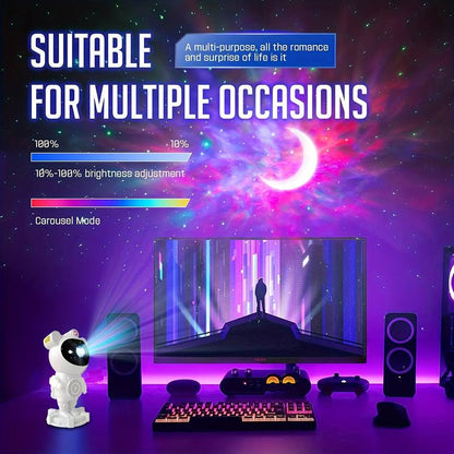 Proiector Astronaut Galaxy cu Aurora Boreală, Bluetooth, Boxă și Telecomandă, A-125-12