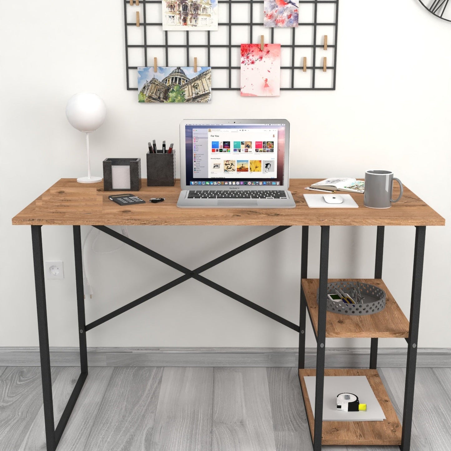 Birou modern cu rafturi laterale – PAL 18 mm — Confort Practic Pentru Casa Ta