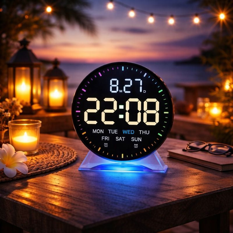 Ceas digital LED inteligent cu calendar complet alarma si iluminare — Confort Practic Pentru Casa