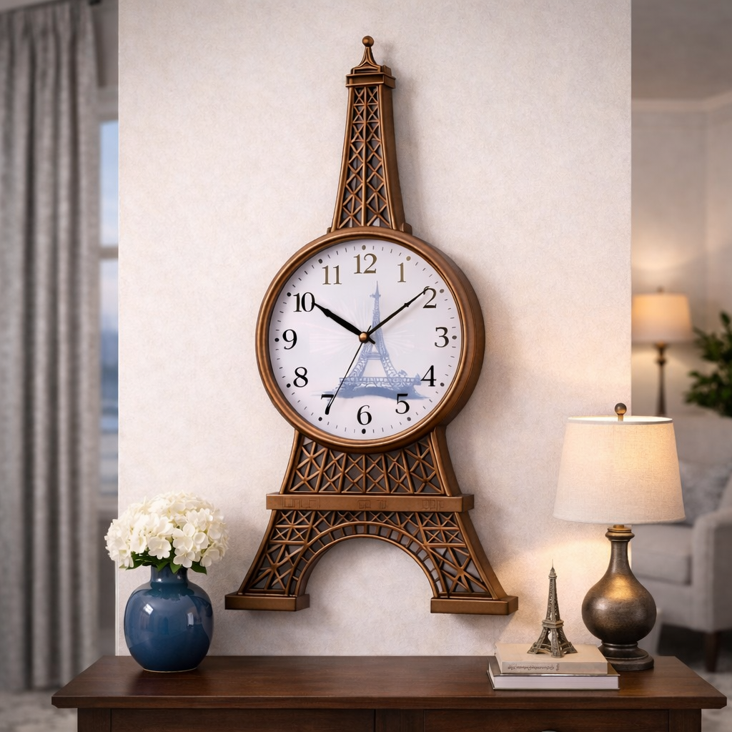 Ceas de perete Turnul Eiffel 70 cm decor modern pentru — Confort Practic Pentru Casa Ta