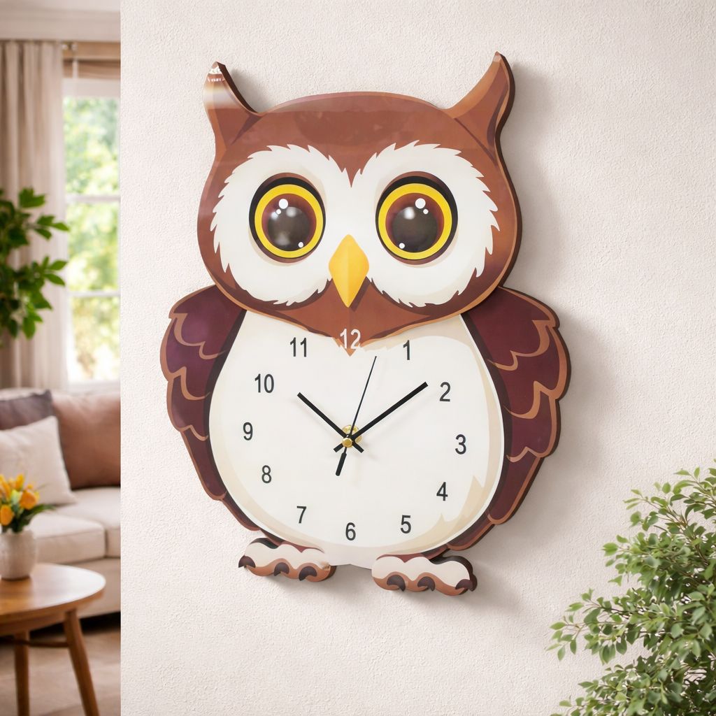 Ceas perete copii din lemn design modern 39x22 cm — Util Pentru Familie și Copii