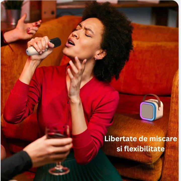 Set Boxa Bluetooth Karaoke cu 2 Microfoane Wireless, A-163-16