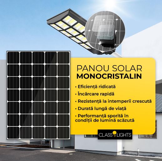 Lampă Solară 600W cu 480 LED-uri, Panou Monocristalin și Telecomandă IP65, CLS-IL019