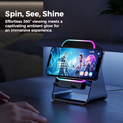 Suport Telefon cu Boxă Bluetooth, Lumină RGB, Rotire 360° și Design de Birou, A-175-13