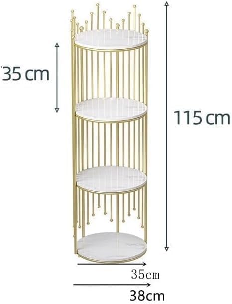 Etajeră Decorativă Rotundă cu 4 Polițe, Auriu și Alb Marmorat, 115 cm, A-181-7