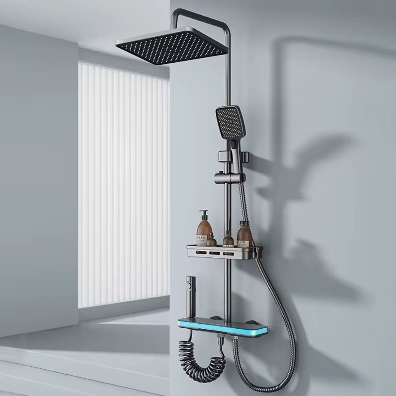Set Duș Premium cu Afișaj Digital LED, Lumini Ambientale, Pară Ploaie și Raft Integrat, A-175-6