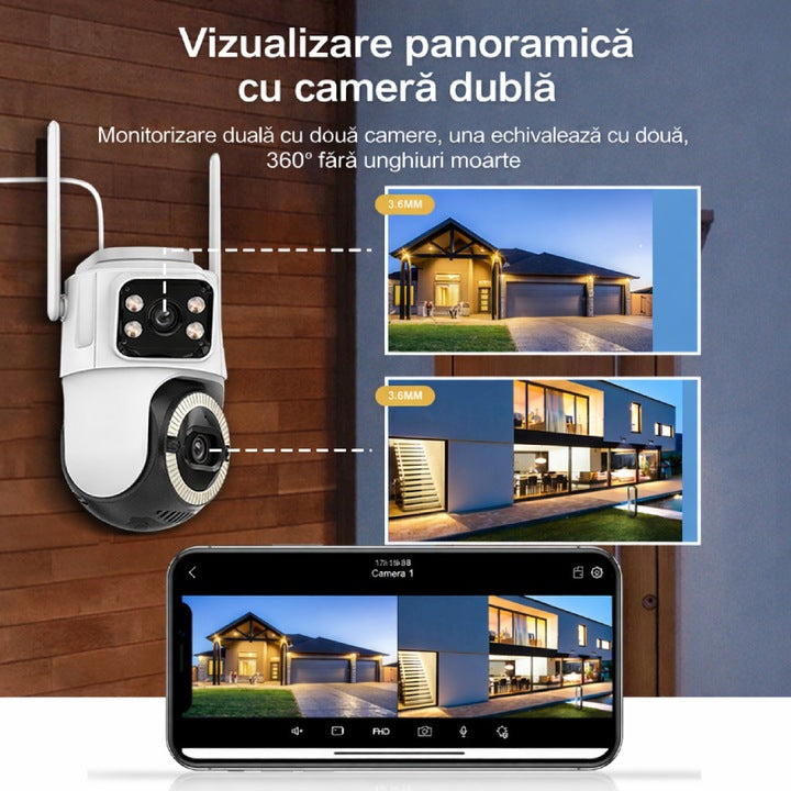 Camera de Supraveghere Exterior Rotativa 8MP cu Microfon, A-162-1