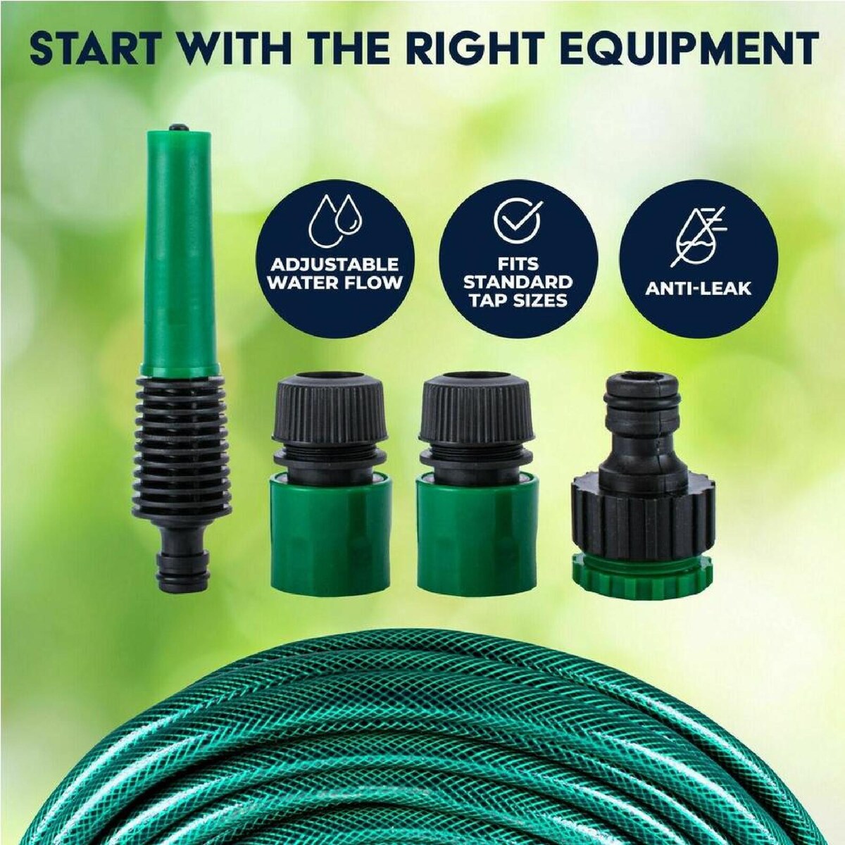 Furtun de Gradina Rotund 20 m cu Accesorii, Set pentru Udat Gradina, M-120