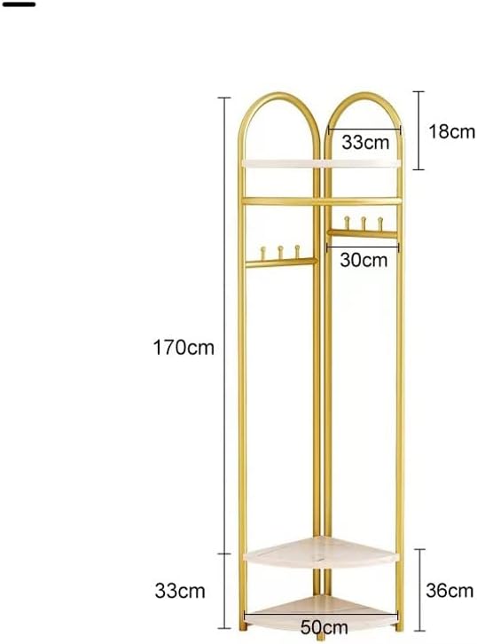 Cuier de Colț Premium Auriu cu Rafturi și Cârlige pentru Haine, 170 cm, A-181-9