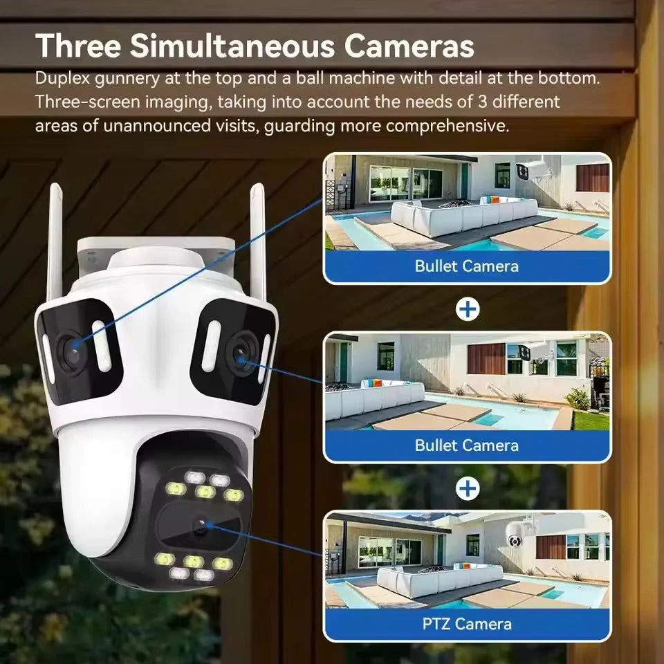 Camera Tripla de Supraveghere WiFi Ultra HD, Audio Bidirectional, A-161-19