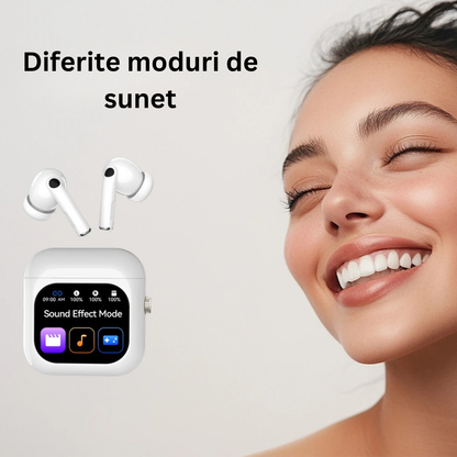 Casti Wireless Bluetooth cu Control Touch si Ecran LCD 2.01 — Utilitate Smart Zi de Zi