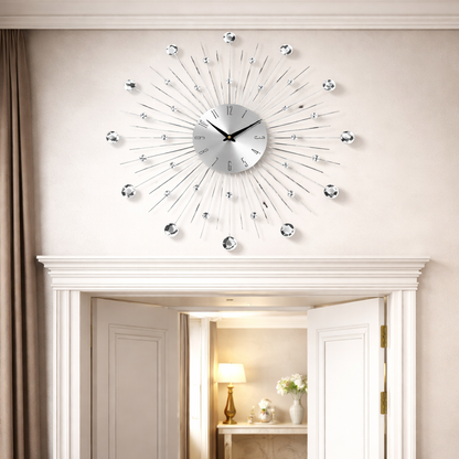 Ceas de perete 55 cm argintiu – design elegant cu — Confort Practic Pentru Casa Ta