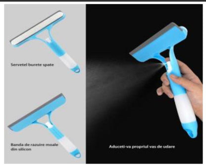Racleta geamuri 3-în-1 cu pulverizator — Confort Practic Pentru Casa Ta