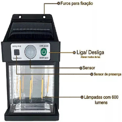 Lampa Solara de Perete 3W cu Senzor 600 LM — Ambient Modern Pentru Acasă