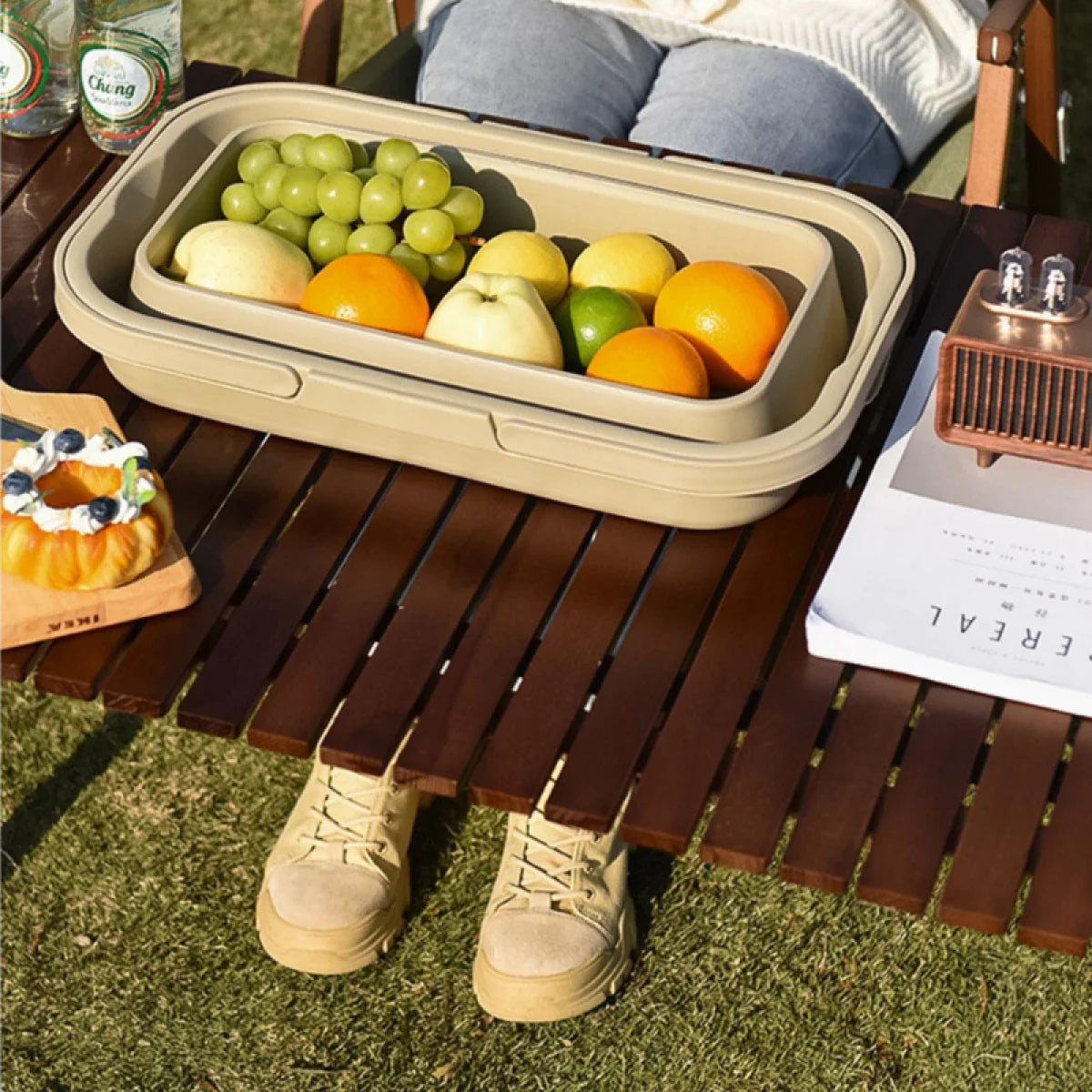 Lighean pliabil 2 in 1 cu masuta picnic 8 L — Mai Mult Confort Oriunde