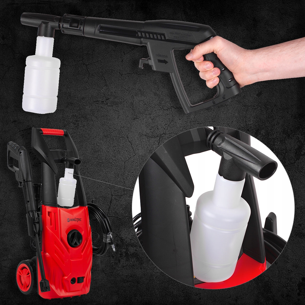 Aparat de Spalat Cu Presiune 1400W 6.5L/Minut — Confort și Siguranță la Drum