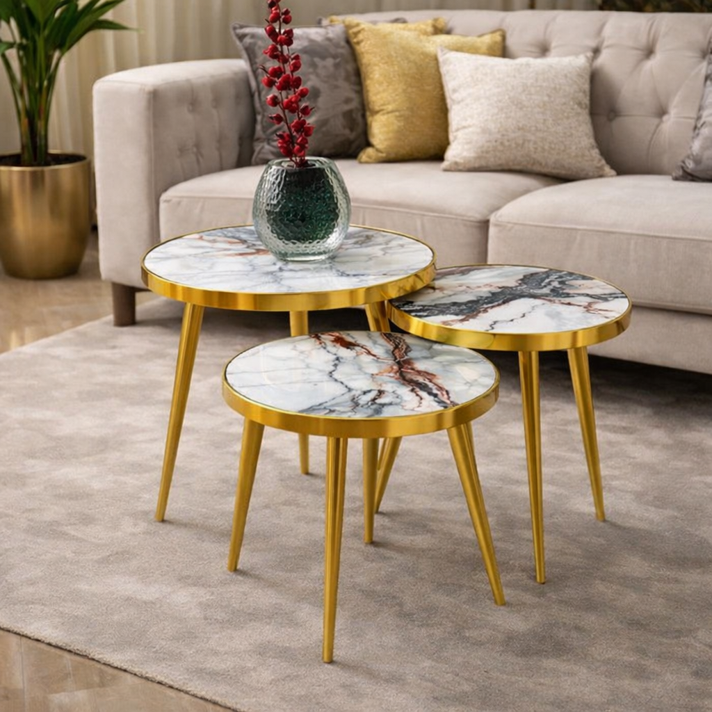 Set 3 masute de cafea tip nesting — Confort Practic Pentru Casa Ta