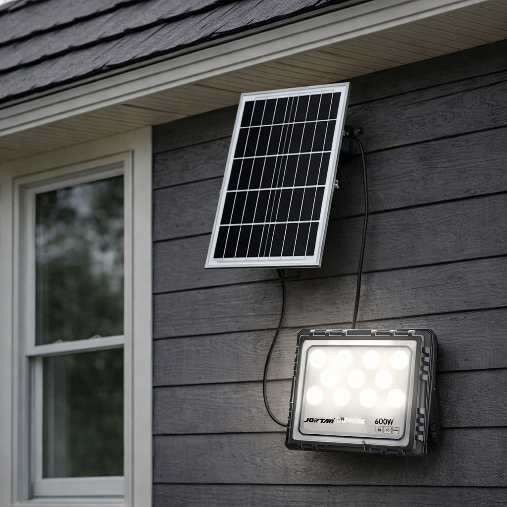 Proiector solar LED Jortan 600/800/1000W cu panou solar IP66 — Ambient Modern Pentru Acasă