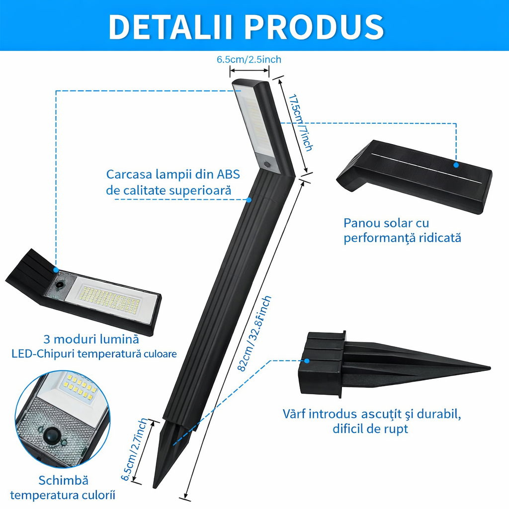 Lampa Solara LED pentru Gradina 90 LED-uri Protectie IP65 — Ambient Modern Pentru Acasă