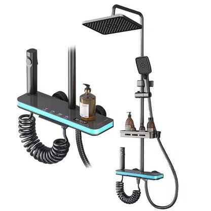 Set Duș Premium cu Afișaj Digital LED, Lumini Ambientale, Pară Ploaie și Raft Integrat, A-175-6