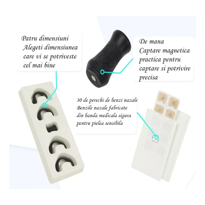 Plasturi Nazali, Set 15 Bucati, Aplicator Magnetic, Reduce Sforaitul, A-124-6
